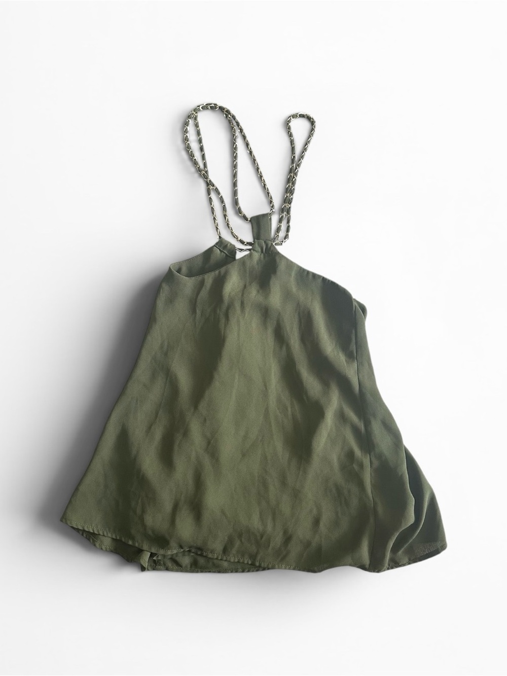 Charlotte Russe Green Chain Halter Neck Top